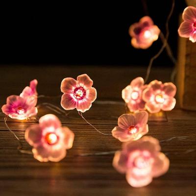 China 20 LED Battery Light String Peach Blossom Lamp Outdoor Christmas Plum Blossom Garden Decoration Flower Shape Peac Flashing Light for sale