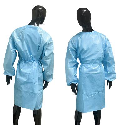 China Protective Best Selling Disposable Apparel Non Woven Blue Level 2AM Gown For Adult for sale