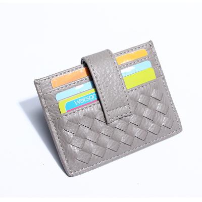 China Hot Sale Anti-theft Saffiano Card Holder Sorting Case Single Flat Leather PU Credit Card Holder for sale