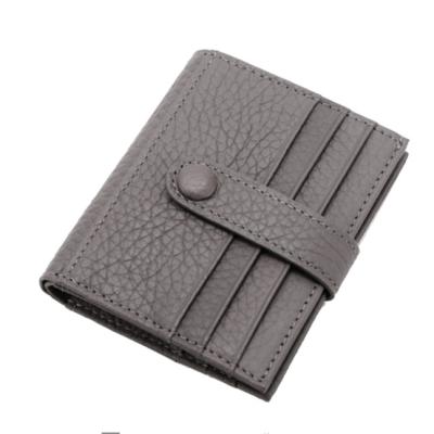 China RFID Leather Front Pocket Wallets Slim Card Holder Genuine Leather Interesting Wallets With Pull Tag for sale