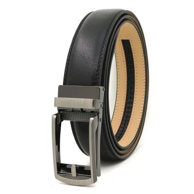 China Factory Wholesale High Quality Male Ratchet Waist Ties Gift Wide Automatic Buckle Belt Black Strong Business Casual Men Leather Trim Belts for sale