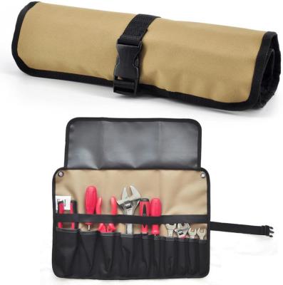 China Wholesale Multi-Compartment Electrician Roll Up Rolling Power Tool Case Bag Multi Hanging Pockets Organizer for sale