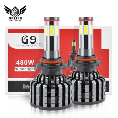 China Aluminum High Power 6 Sided G9 9006 LED Headlight COB Chip H4 H7 High Low Beam Car LED Headlight for sale