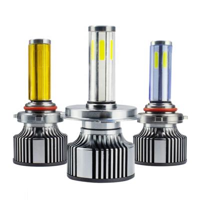 China New arrival aluminum car accessories led headlights 6 sides color changing yellow white bule H4 h11 h13 9005 9006 h7 led bulb for cars for sale