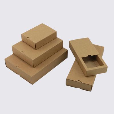 China Recycled Materials Custom LOGO Kraft Paper Gift Boxes With Drawer For Jewelry Gift Crafts Candy Packaging Box for sale