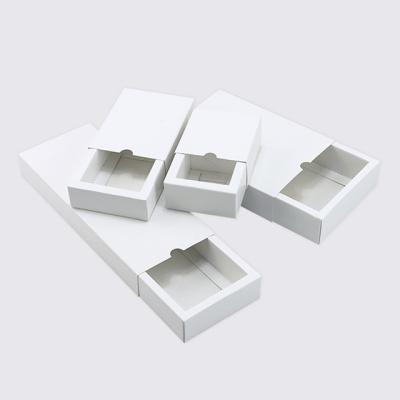 China Recycled Materials White Paper Drawer Boxes Empty DIY Gift Boxes For Handmade Gift Soap Crafts Jewelry Macarons Candy Packing Boxes for sale