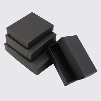 China Recycled Materials Custom Logo Black Paper Gift Box With Lid Template for sale