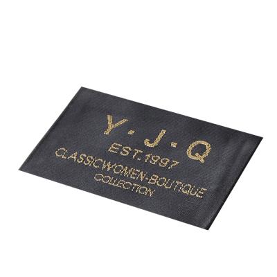 China Sustainable Custom Luxury High Quality Damask Woven Logo Gold Thread Clothing Label Labels for sale