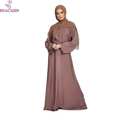 China Women's Casual Muslim Clothing Modest Casual Islamic Clothing Plain Style Cheap Soft Muslim Abaya Dress For Belt Dubai Abaya for sale