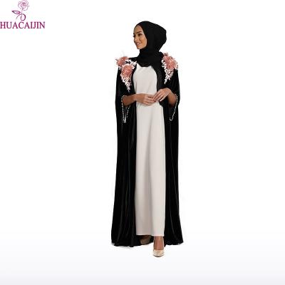 China Latest Muslim Dress Burqa Designs Images Dubai Style Black Turkey Abaya Long Sleeve Beads Muslim Dress For Ladies for sale