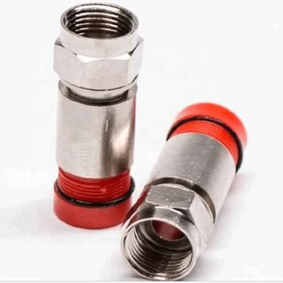 China RACT Red F Waterproof Cable Connector Zinc Alloy Compression For RG6 Cable à venda