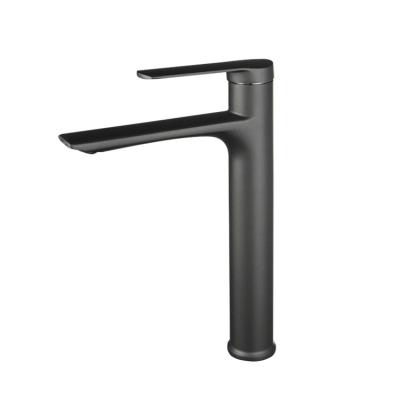 China Modern Advanced Sense Faucets Deck Mounted Bathroom Black Zinc Alloy Basin Faucets for sale