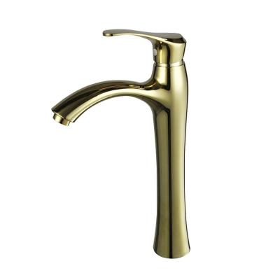 China Sense Faucets Popular Polished Zinc Alloy Gold Bathroom Basin Faucet Basin Faucet for sale