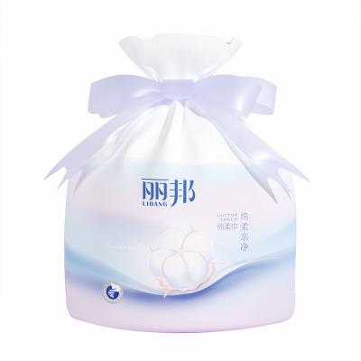 China Soft Cotton Tissue Roll Cotton Towels Roll Disposable Wholesale Dry Soft Face Facial Disposable Bag Abstract White OEM for sale