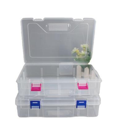 China Double Loop D907 Recyclable Rectangular Transparent Empty Tackle Box Cosmetic Plastic Food Packaging for sale