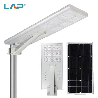 China With mono solar panel in high work efficiency > 21% LAP Energy saving outdoor ip65 40w 50w all in one solar led street light for sale