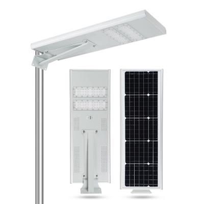 China With mono solar panel in high work efficiency > 21% high power ip65 outdoor motion sensor waterproof all in one appearance 60w sensitive solar street light for sale