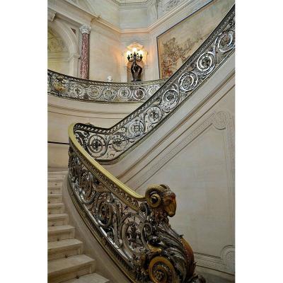 China Professional Luxury Wrought Iron Design Limited Edition Palace Wrought Iron Stair Railings Railing for sale