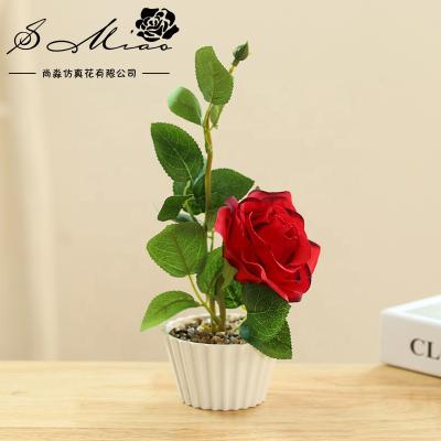 China Art Decor Artificial Medium Mounted Tree And White Plastic Pot Bonsai Interior Decor for sale