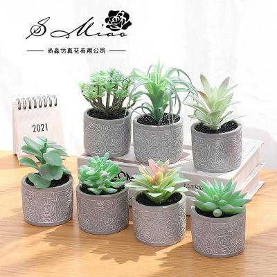 China Craftsman Artificial Succulent in Pots Yiwu Artificial Plant Artificial Flowers with Ceramic Pot for sale