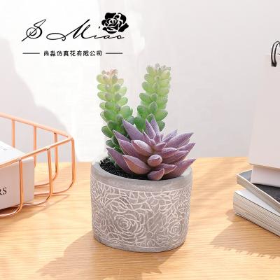 China Art Decor Small Artificial Succulents Plants with Real Pot Touch Plant for sale