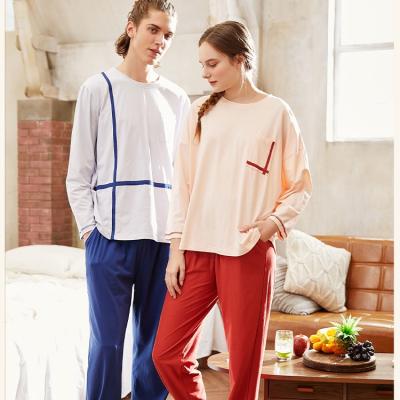 China 2021 New Arrival QUICK DRY Cotton Spring Couples Pijamas Set Casual Comfortable Long Sleeve Sweater Sleepwear For Women And Men for sale