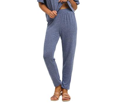 China QUICK DRY Women's Solid Elastic Band Casual Pijama Pants With Two Pockets Plus Size Tracker Basic Girls Loose Sleepwear for sale