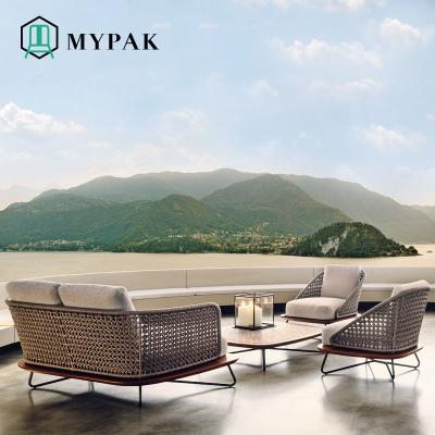 China Gray Color Contemporary Luxury Rattan Hotel Sofa Sectional Cast Aluminum MyPak Outdoor Furniture for sale