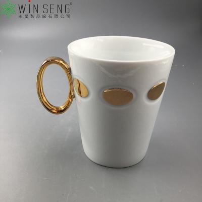 China Durable Excellent Quality Porcelain Gold 101-200Ml Fancy Coffee Mug For Hotel for sale