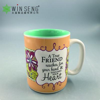 China Viable Promotional Regular Handle Yellow Ceramic 300-400Ml Mug For Gifts for sale