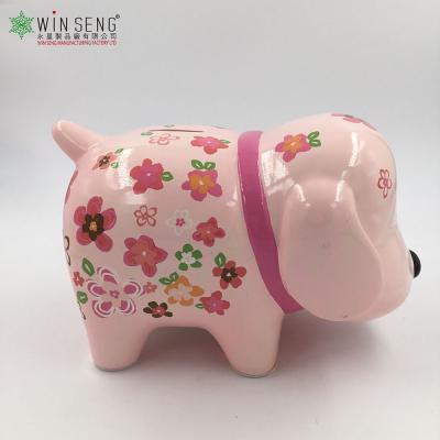 China High quality creative flower pattern dog shape to decorate piggy bank for boy WS68-0414606031 for sale