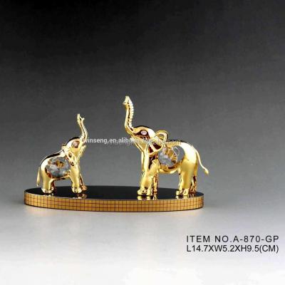 China Vietnam 24K Gold Plated Mother And Baby Elephant Stand For Home Decor for sale