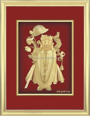 China From India Factory 24k Gold Foil Indian God Picture Straight With Frame for sale