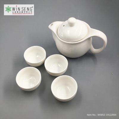 China CLASSIC Porcelain White Teapot and 4 Cup Set Porcelain Dinnerware for Restaurant and Hotel for sale