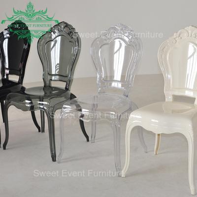 China Dining Outdoor White Wedding Chair Chiavari Transparent Plastic Chairs for sale