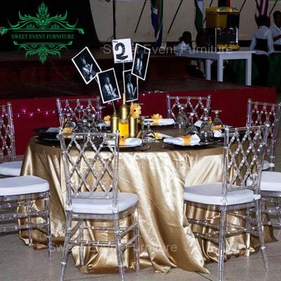 China Dining Chair Hot Sale Transparent Plastic Wedding Crystal Chairs for sale