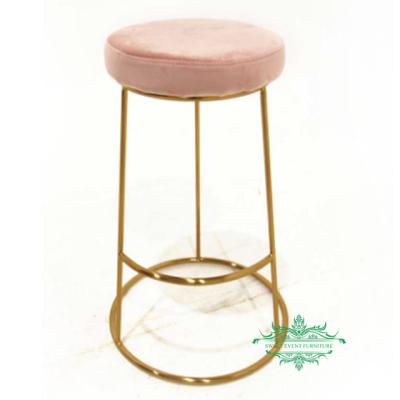 China Modern Space Saving Suede Stackable Bar Stool Pink Seats for sale