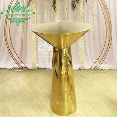 China Round Bar Table Cocktail Used Rose Gold High Glass Top Bar Table for sale