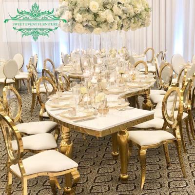 China Elegant Banquet / Wedding / Party / Event Stainless Steel Half Moon Wedding Table With MDF Top for sale