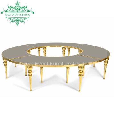 China Banquet / Wedding Banquet / Party / Event Dubai S Shape Stainless Steel Dining Table With Mirror Glass Top for sale