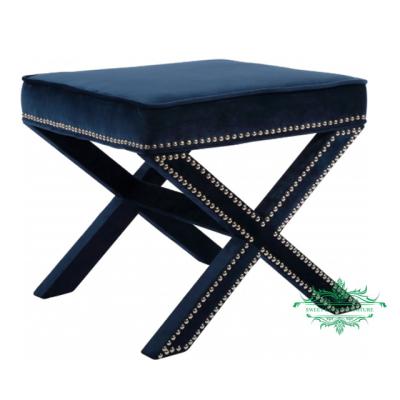 China Navy Velvet Modern Square Stool, Bench for sale