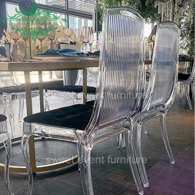 China Hotel Chair New Design Lightweight Clear Acrylic Wedding Chair With Cushion for sale