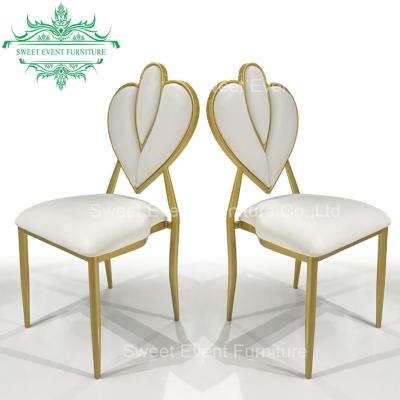 China Wholesale hotel chair gold iron spray paint wedding chair for wedding rental for sale