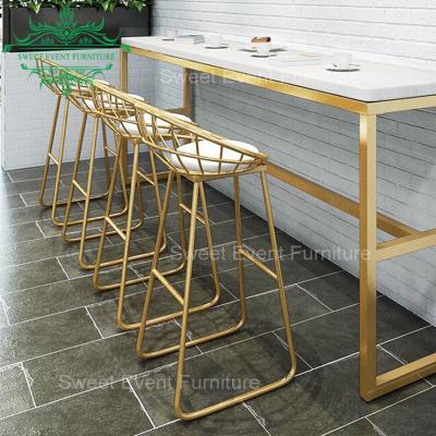 China Stackable Outdoor Bar Chair Metal Gold Bar Chair And Table for sale