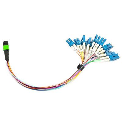 China Factory direct 24F fan-out cable data center mpo fiber optic patch cord transfer jumper MPO/PC/M-FC/UPC-12RB-OM2-0.35M MPO/APC-LC for sale