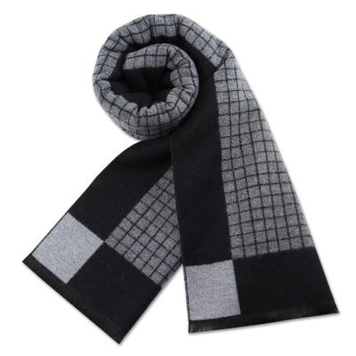 China Long Experienced Factory Jacquard Winter Scarf Fashion Style Wool Blend Designer Scarves Custom Personal  Brushed Men Scarf for sale