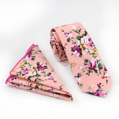 China Yarn dyed New Fashion Mens Ties 100% Cotton Causal Floral Necktie for Man Business Corbatas 6cm Slim Tie with Hanky Tie Clip Set for sale