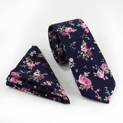 China Yarn dyed For Wedding/Bridegroom/Bestman Custom Printed Vintage Floral Skinny Cotton Neck Tie For Men for sale