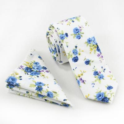 China Yarn dyed 2023 Spring print handmade tie men cotton polyester silk floral shirt party wedding neckties slim 5cm cravate for sale