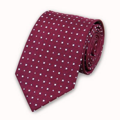 China Keeping Warm Winter OEM ODM Necktie White Dots Pattern Red color  Woven Ties Custom Italian Mens Silk Necktie for sale